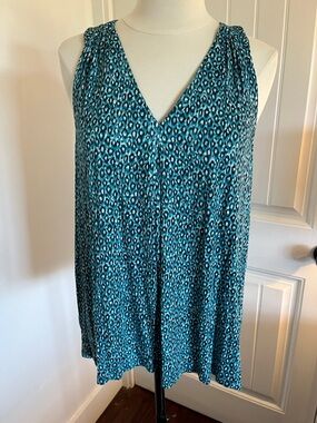 Liverpool Teal Leopard-Print V-Neck Tank